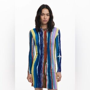 Desigual Ribbed Dress With Colored Stripes